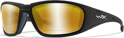 Wiley X Boss Matte Black Frame - Polarized Gold Mirror Amber Lens